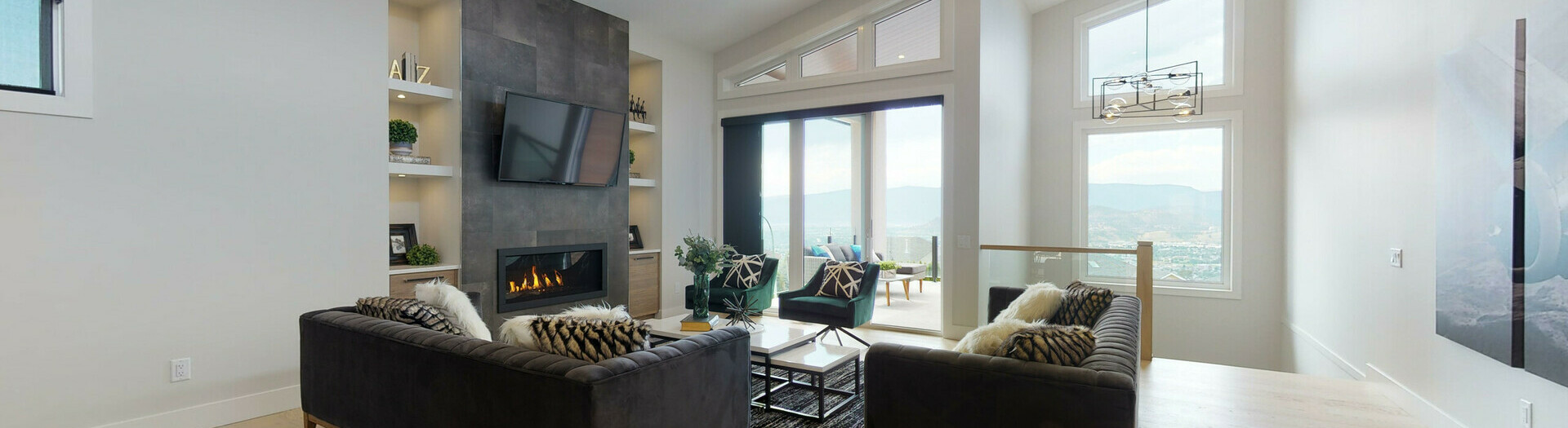 Living Room in the Emerald showhome in the community of Lone Pine Estates in Kelowna, BC. 