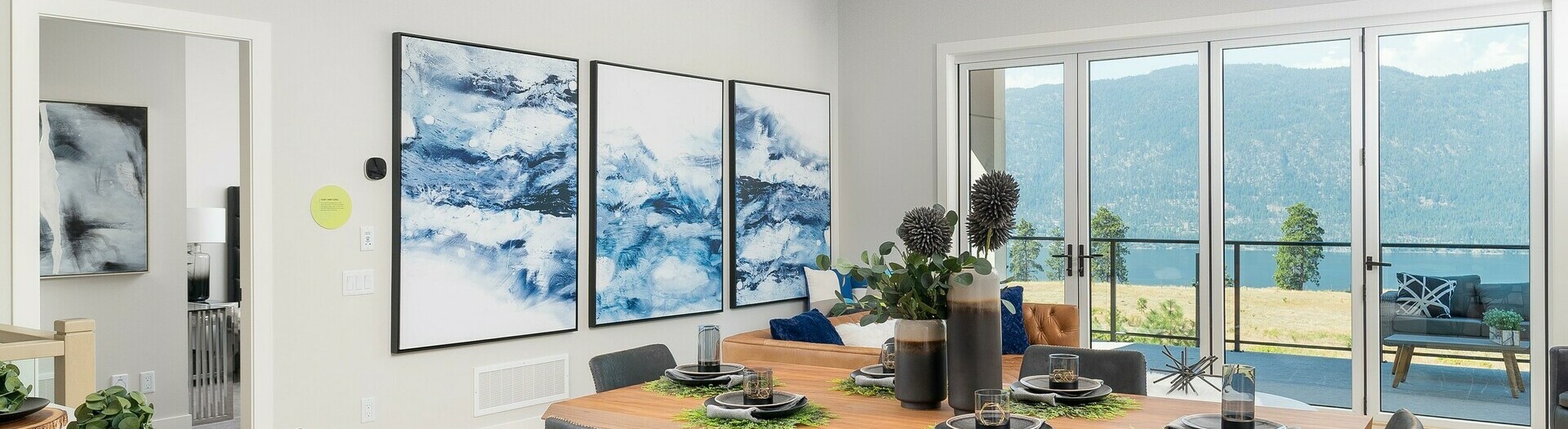 Dining room in the Altin showhome by Carrington Homes in the community of Lakestone at Lake Country, British Colombia. 