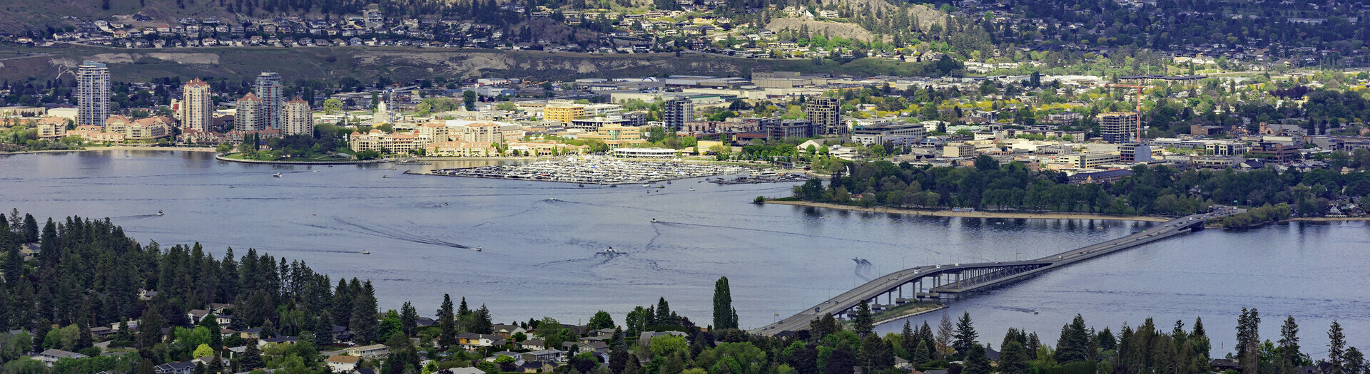 Aerial view of Kelowna British Columbia. 
